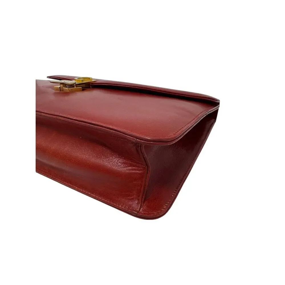 Celine Vintage Red Leather C Logo Clutch Envelope Bag
